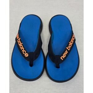 Kids New Balance Blue Orange Logo Flip Flops Sandals Size 2 Youth